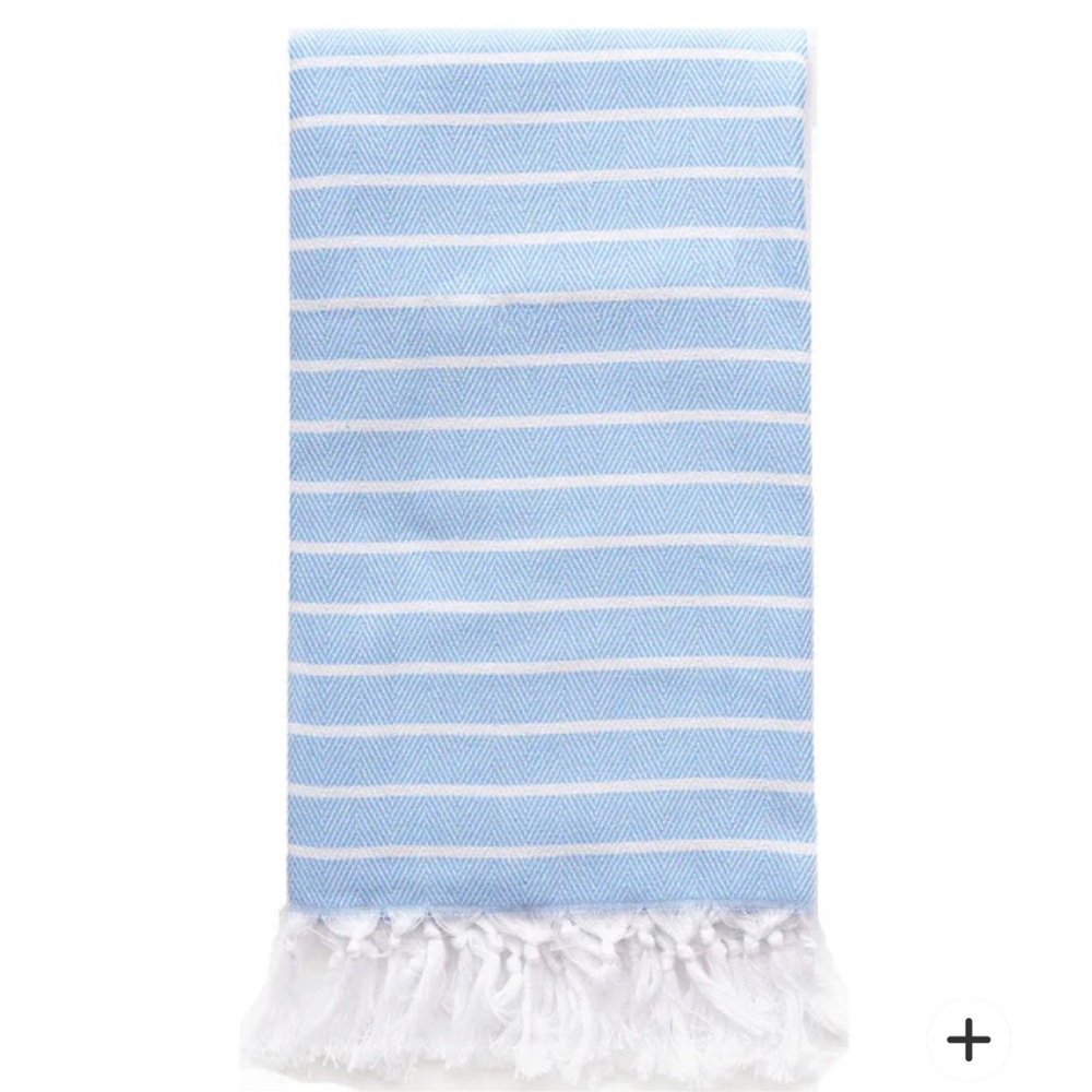 Turkish Striped Towels in Light Blue and White